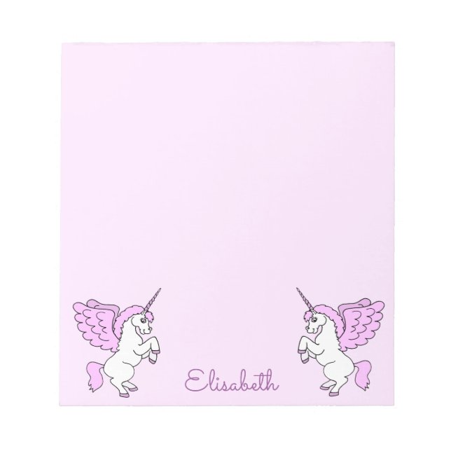 Pink Unicorn Personalised Notepad (Front)