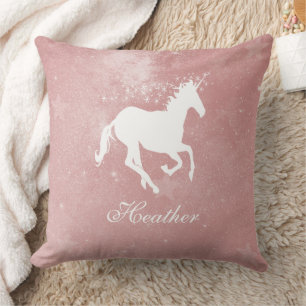 Pink Unicorn Personalised Throw Pillow
