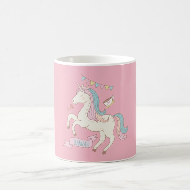 Pink Unicorn Personnalised Coffee Mug (Center)