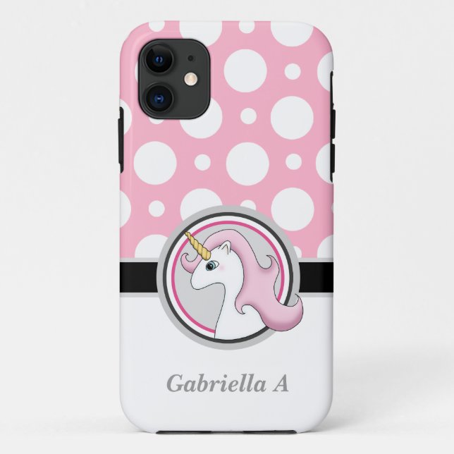 Pink Unicorn Polka Dot iPhone 5 Case (Back)