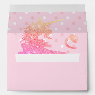 Pink Unicorn Polka Dots Girly 5X7 Envelope