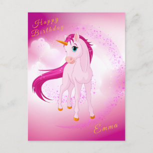 Pink Unicorn Postcard