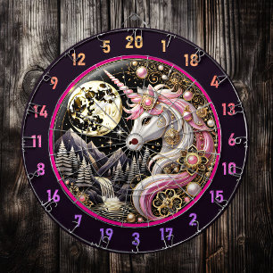 Pink Unicorn Radiates Grace and Strength Dartboard