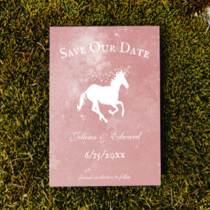 Pink Unicorn Save The Date Announcement