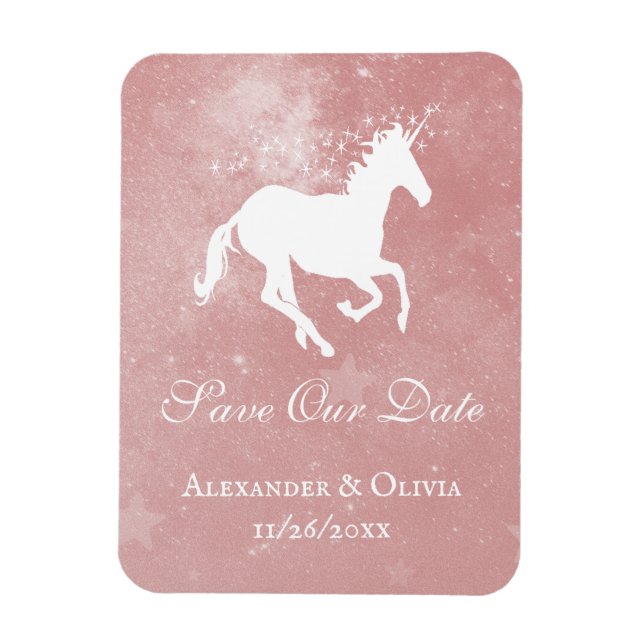 Pink Unicorn Save The Date Magnet (Vertical)