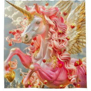 Pink Unicorn Shower Curtain