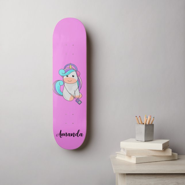 Pink unicorn skateboard (Wall Art)
