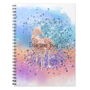Pink Unicorn Sparkle Purple Aqua Glitter Confetti Notebook