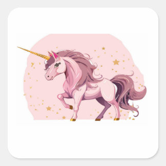 pink unicorn  square sticker