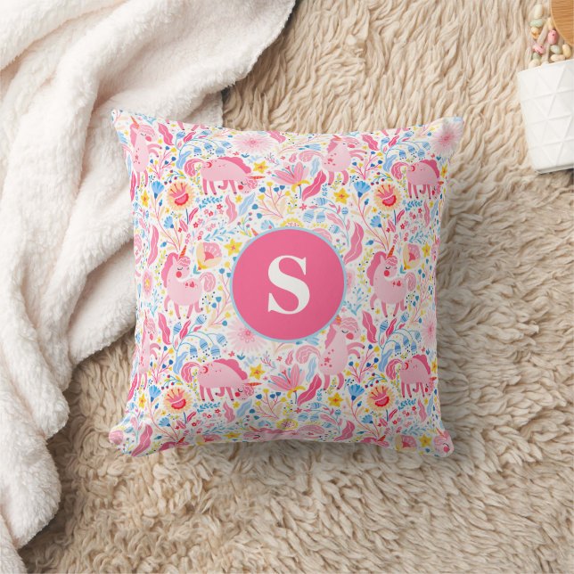 Pink Unicorn Throw Pillow (Blanket)