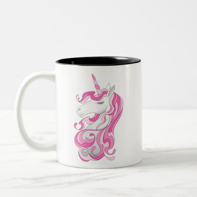 Pink Unicorn Two-Tone Coffee Mug (Left)