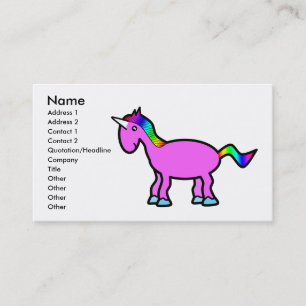Pink unicorn with rainbow mane business card
