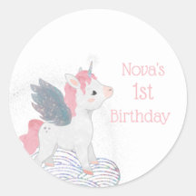 Pink Unicorn with Wings Unicorn Stickers