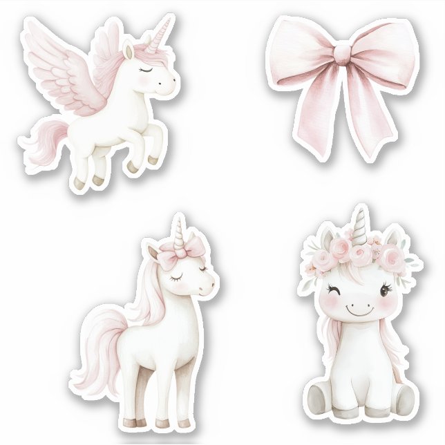 Pink Unicorns Flowers Bow (Front)