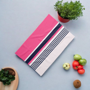 Pink Uniform Stripes Tea Towel