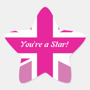 Pink Union Jack Customisable Star Ornament Star Sticker