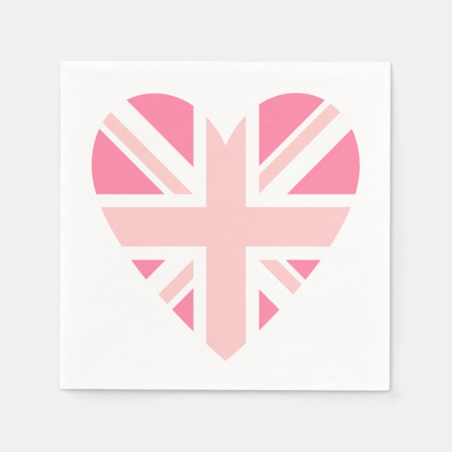 Pink Union Jack/Flag Heart Napkin (Front)