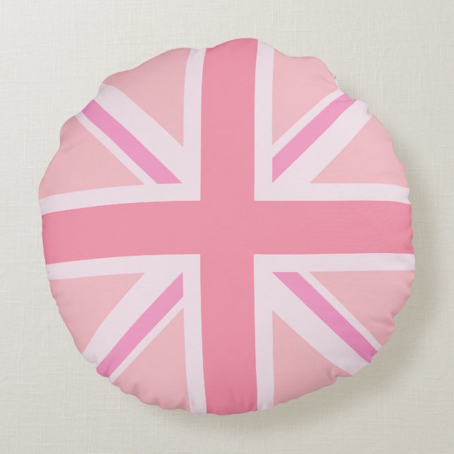 Pink Union Jack/Flag Round Cushion (Back)