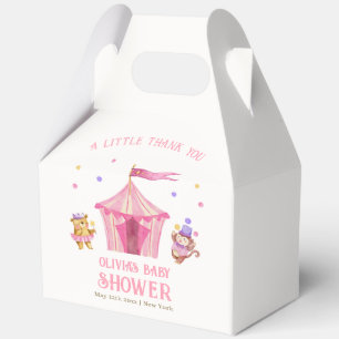 Pink Unique Circus Bear Monkey Baby Shower Favour Box