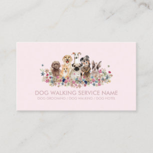 Pink Unique Dog Groomer Pet Business Card