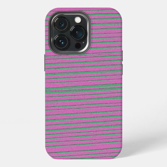 Pink Unique Modern Stripe Pattern iPhone Case (Back)