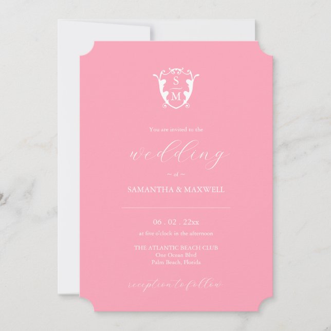 Pink Unique Wedding Invitation (Front)