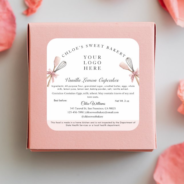 Pink Utensils Cottage Law Bakery Ingredients Label (Creator Uploaded)