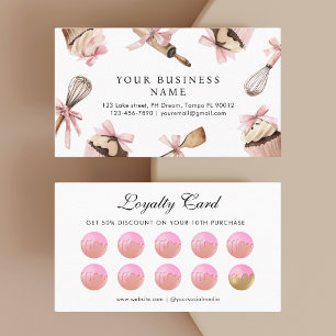 Pink Utensils Kitchen & Cupcakes Flat Loyalty Card