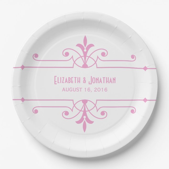 Pink v2 Fancy Ornamental Paper Plates (Front)