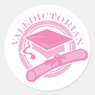 Pink Valedictorian Graduation Gift Classic Round Sticker