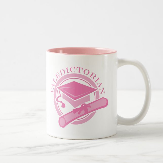 Pink Valedictorian Graduation Gift Two-Tone Coffee Mug (Right)