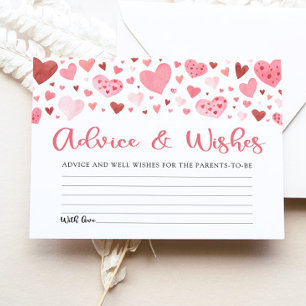 Pink Valentine Advice and Wishes Baby Shower Game Invitation