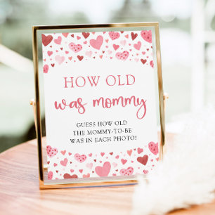 Pink Valentine Baby Shower How Old Was Mummy Game Poster
