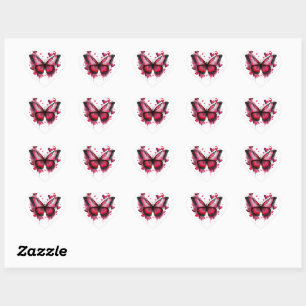 Pink Valentine butterfly Heart Sticker