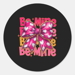 Pink Valentine Coquette Heart Be Mine Valentine's Classic Round Sticker