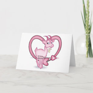 Pink Valentine Goat Holiday Card
