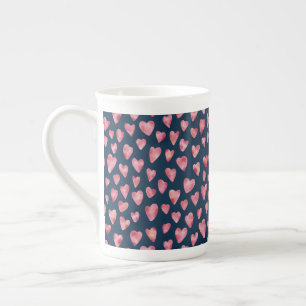 Pink Valentine Heart Bone China Mug