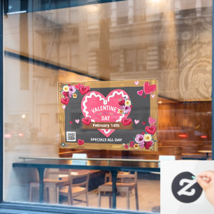 Pink Valentine Heart Window Cling/ 40x28 Customise