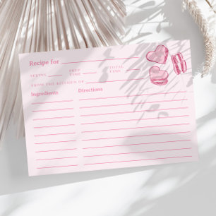 Pink Valentine Hearts Bridal Shower Recipe Card