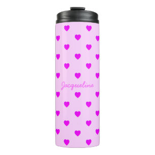 Pink Valentine Hearts on PINK Thermal Tumbler
