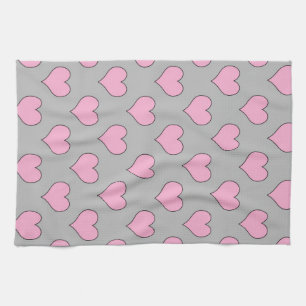 Pink valentine hearts pattern kitchen towel