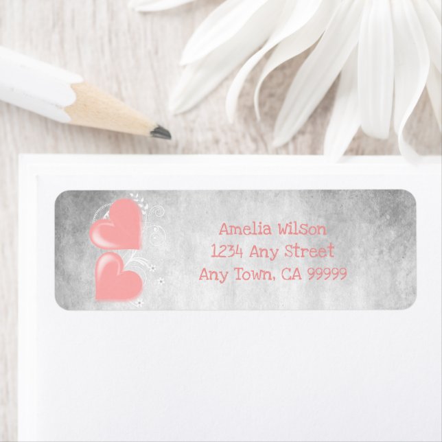 Pink Valentine Hearts Return Address Label (Insitu)