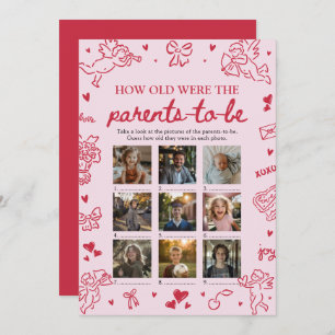 Pink Valentine How Old Were The Parents Game Invitation