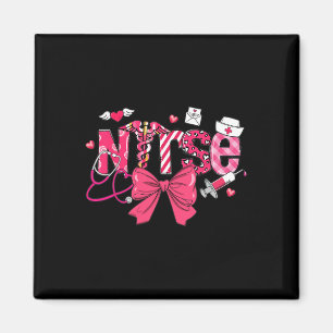 Pink Valentine Nurse Coquette Bow Cupids Favorite Magnet