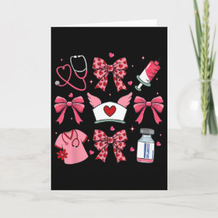 Pink Valentine Nurse Coquette Bow Cupids Favourite Card