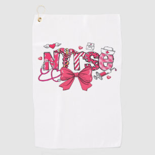 Pink Valentine Nurse, Valentine Coquette Bow Overs Golf Towel