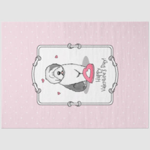Pink Valentine Old English Sheepdog Dog Grey 1 Fun Tissue Paper