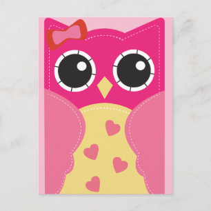 Pink Valentine Owl Classroom Cards for Kids