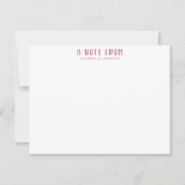 Pink  Valentine’s Day Note Card (Front)