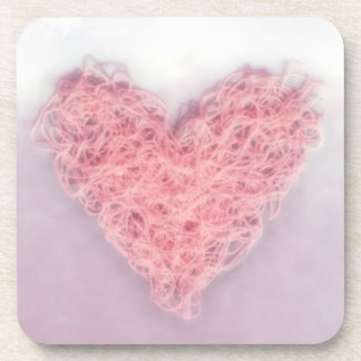 Pink Valentine’s Day Woollen Yarn Knitting Heart Coaster